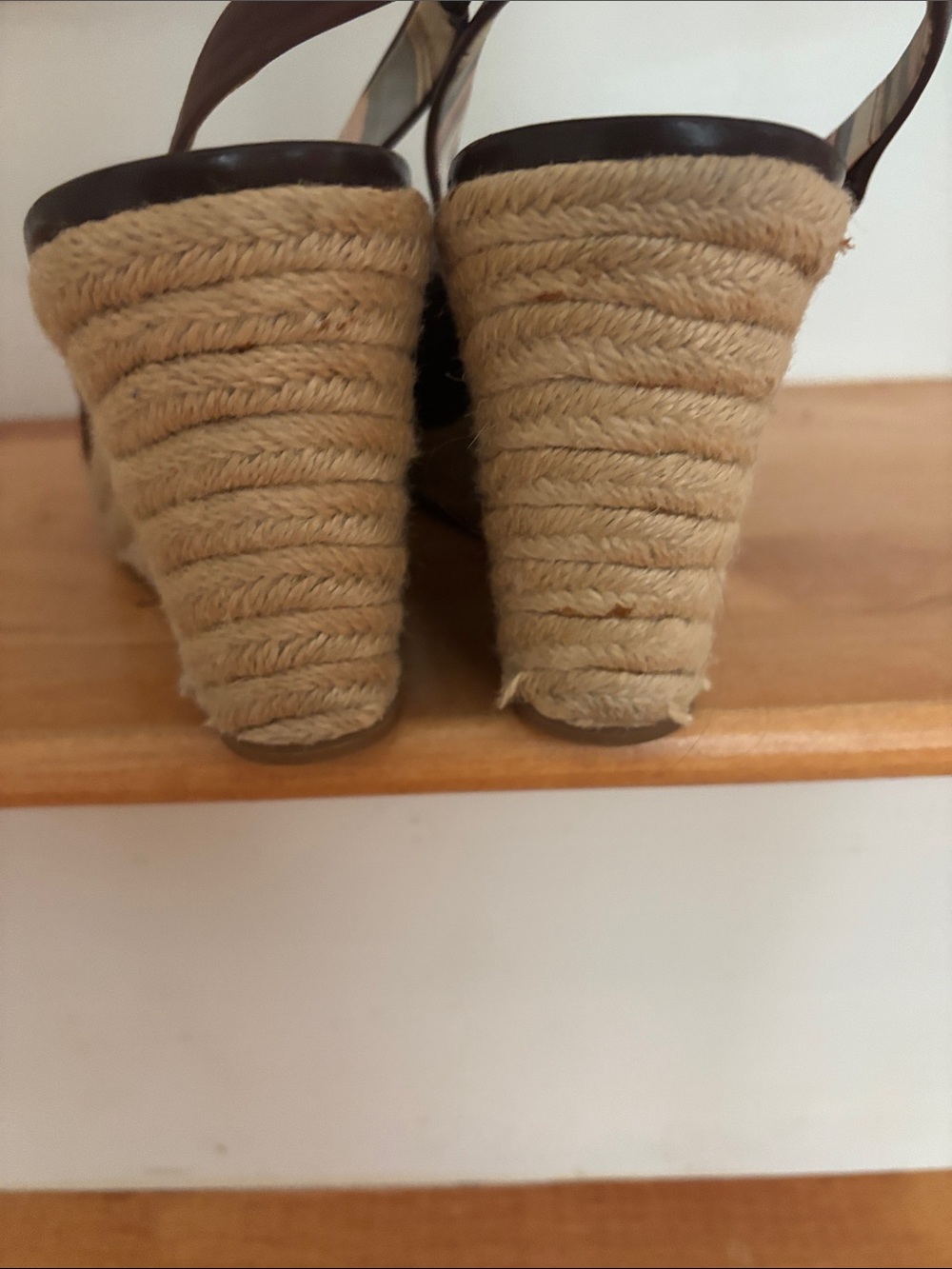 Franco Sarto Brown Leather Crisscross Espadrille Wedge Sandals - Picture 4 of 5